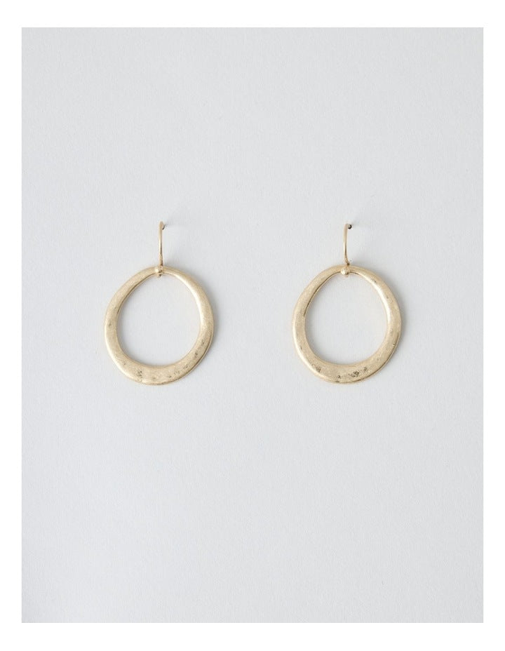 Open Circle Hook Earring in Gold