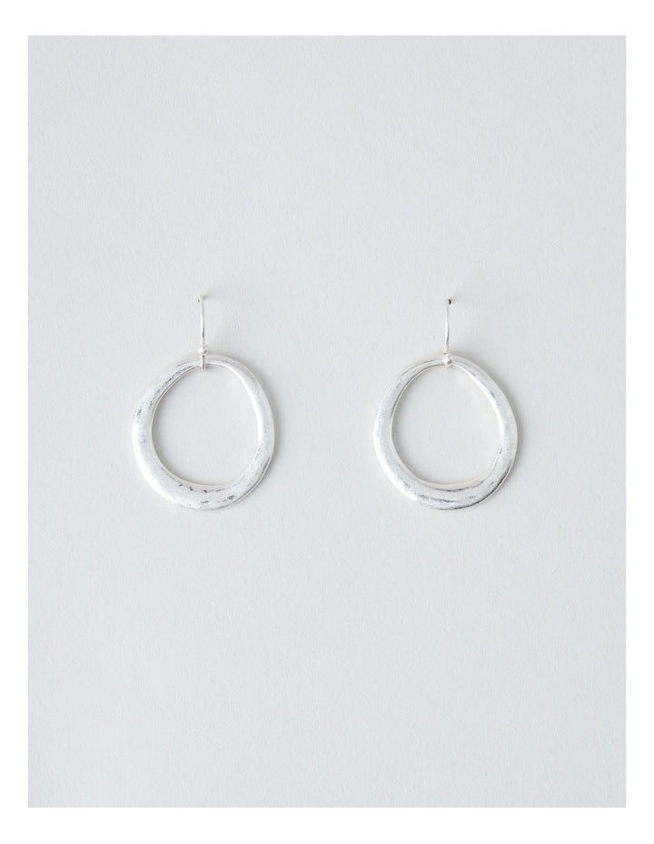 Open Circle Hook Earring in Silver
