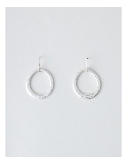 Open Circle Hook Earring in Silver