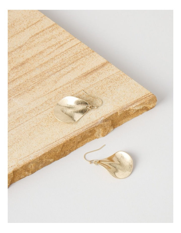 Wave Teardrop Hook Earring in Gold