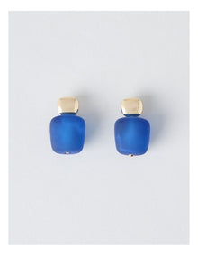 Frosted Cube Drop Earring in Blue