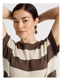 Bead Drop Earring in Brown