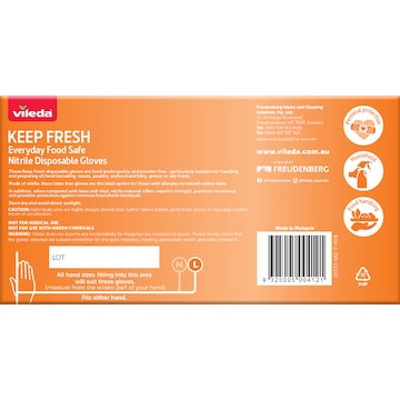 Vileda Keep Fresh Nitrile Gloves Size L 100 pack