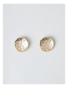 Beaten Circle Studs in Gold