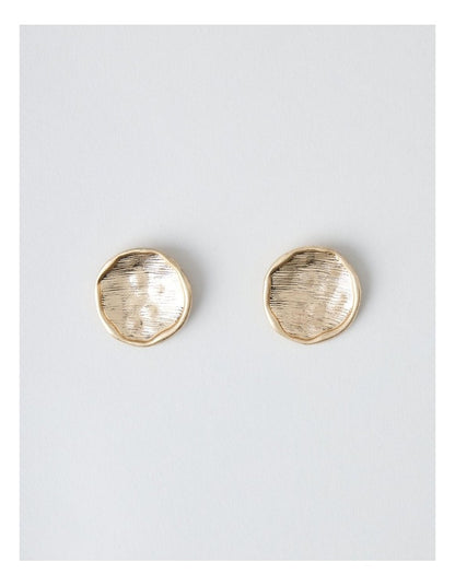 Beaten Circle Studs in Gold