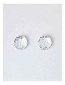 Beaten Circle Studs in Silver