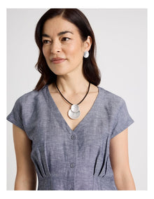 Beaten Circles Pendant Necklace in Silver