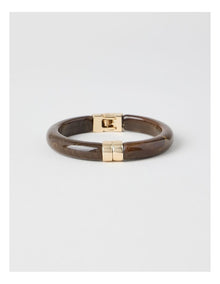 Narrow Hinged Bangle in Chocolate