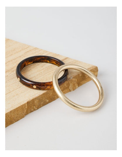 Studded Bangle Stack in Tort