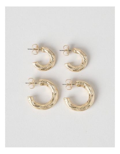 Matte Hoop Earrings 2-Pack in Gold