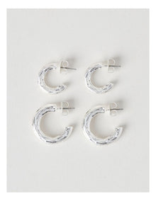 Matte Hoop Earrings 2-Pack in Silver