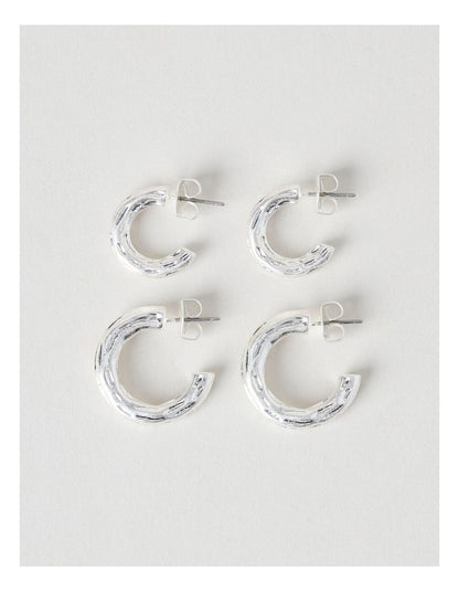 Matte Hoop Earrings 2-Pack in Silver