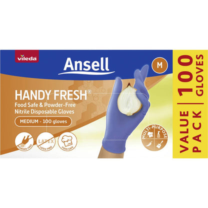 Vileda Ansell Handy Fresh Nitrile Disposable Gloves Medium 100 pack