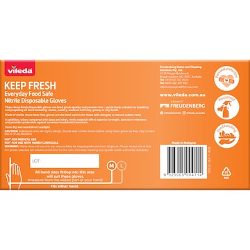 Vileda Keep Fresh Nitrile Gloves Size M 100 pack