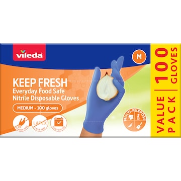 Vileda Keep Fresh Nitrile Gloves Size M 100 pack