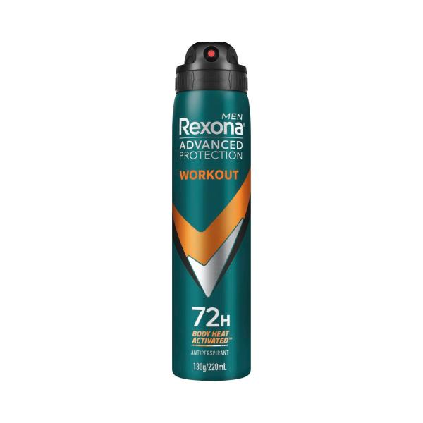 REXONA MEN DEODORANT 72HR ADVANCED AEROSOL WORKOUT 220ML