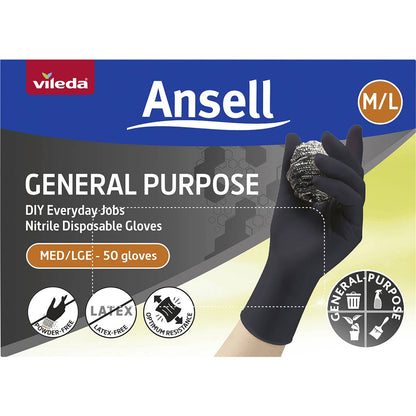 Vileda Ansell General Purpose Nitrile Gloves Medium/Large 50 pack
