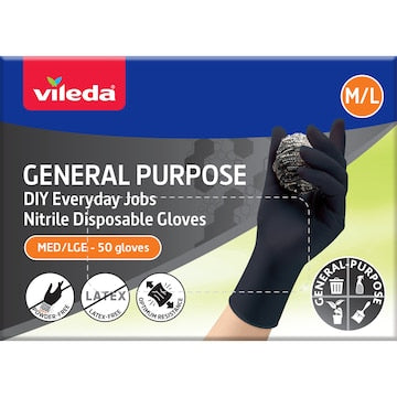 Vileda General Purpose Nitrile Gloves Medium/Large 50 pack