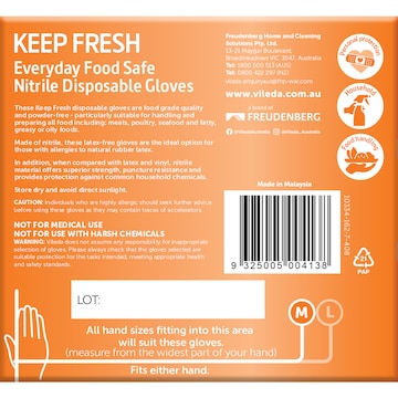 Vileda Keep Fresh Nitrile Gloves Size M 24 pack
