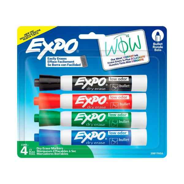 EXPO WHITEBOARD MARKERS BULLET TIP 4PK