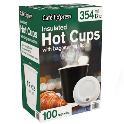Cafe Express Double Wall Hot Cup and Lid 354ml x 100 Count
