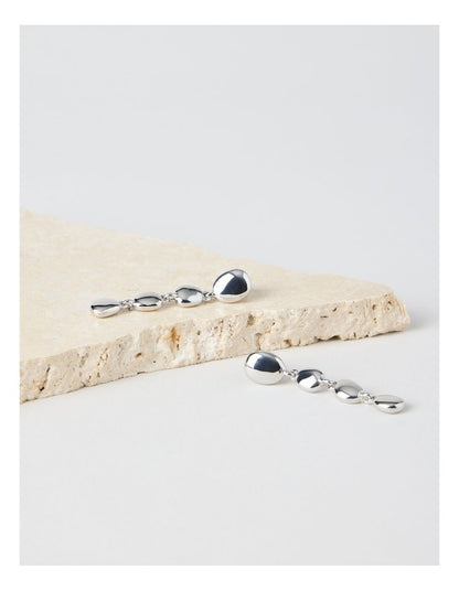Bead Drop Earrings in Silver