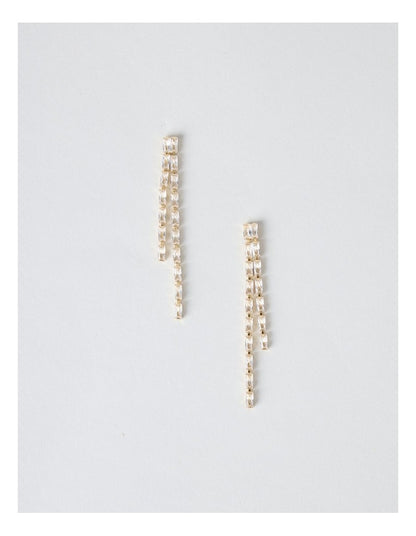 Diamante Drop Earrings in Gold