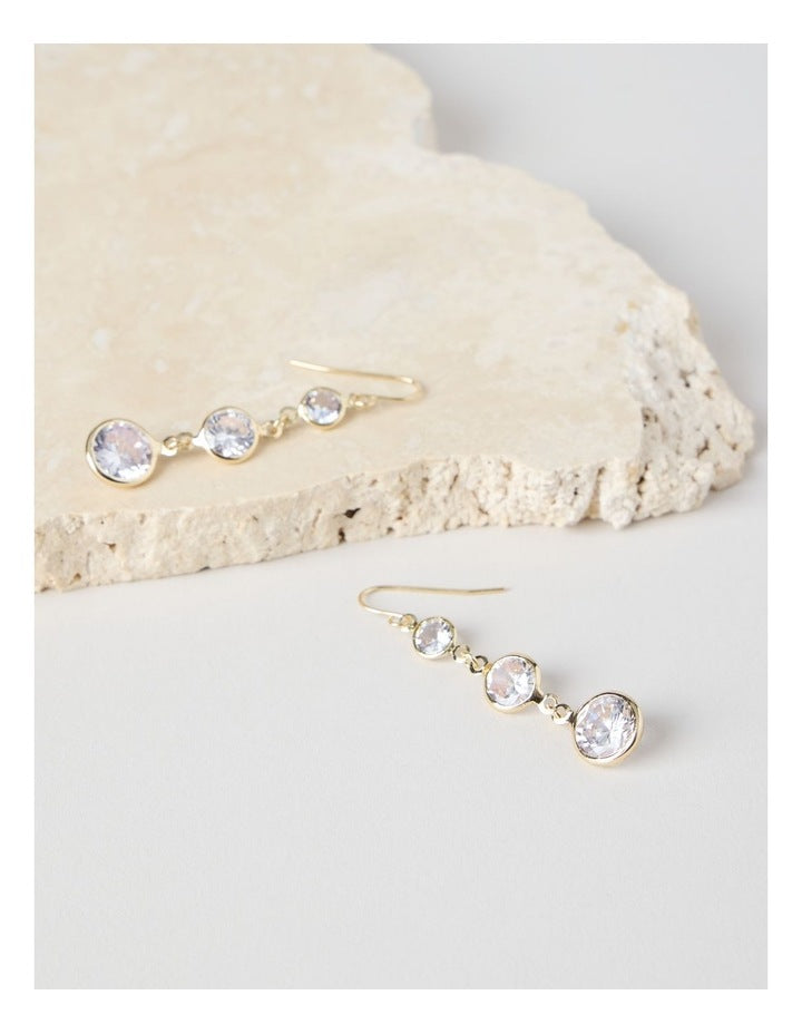 Round Drop Earrings in Gold