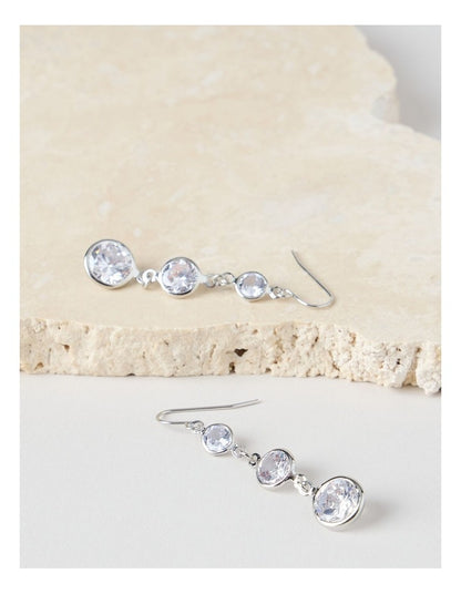 Round Drop Earrings in Silver