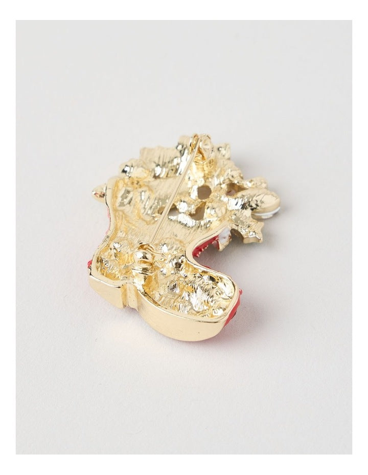 Novelty Christmas Stocking Brooch in Red