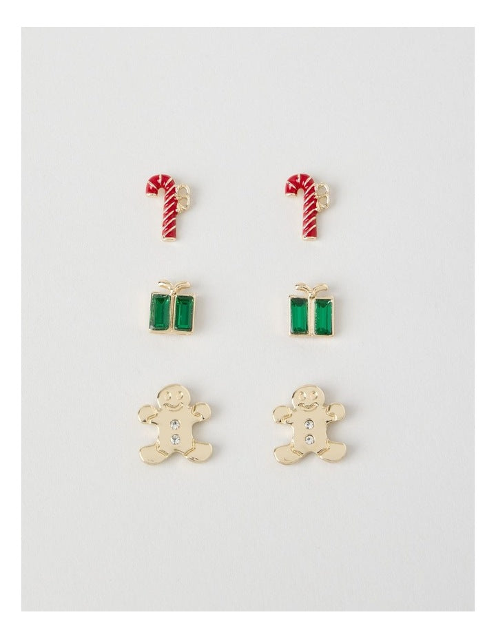 Novelty Gingerbread Christmas Earring Set 3 Pack