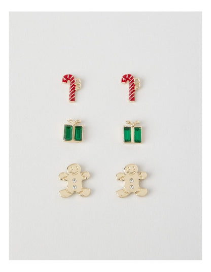 Novelty Gingerbread Christmas Earring Set 3 Pack