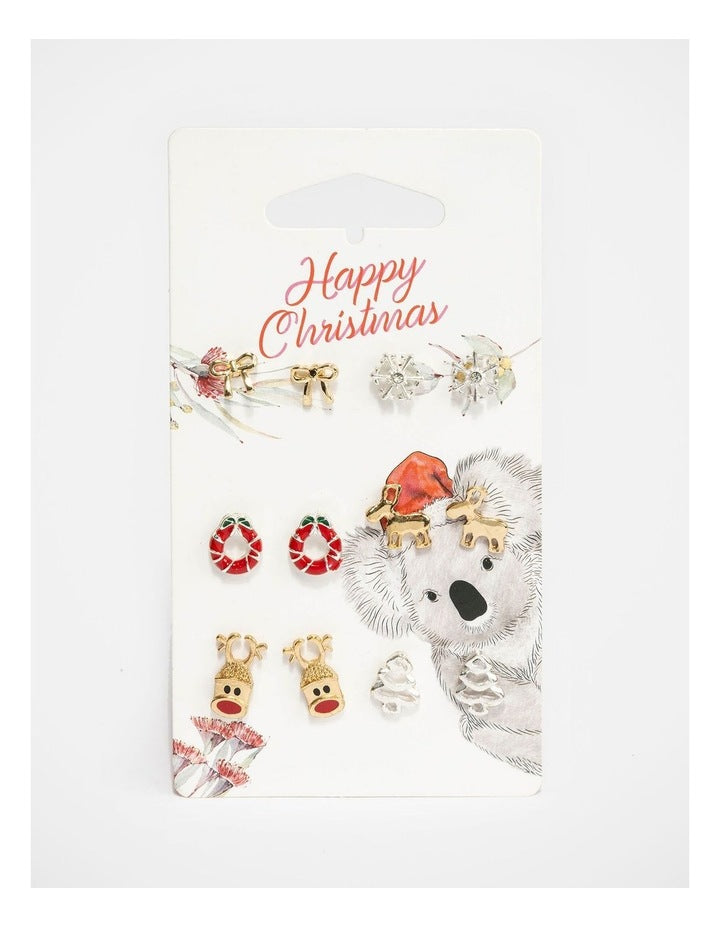 Christmas Stud Earrings Set of 6