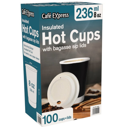 Cafe Express Double Wall Hot Cup & Lid 236ml 100 Count