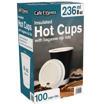 Cafe Express Double Wall Hot Cup & Lid 236ml 100 Count