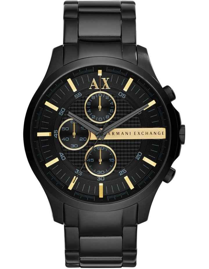 Men's Black Plated Chronograph Watch with Gold Accents