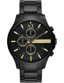 Men's Black Plated Chronograph Watch with Gold Accents