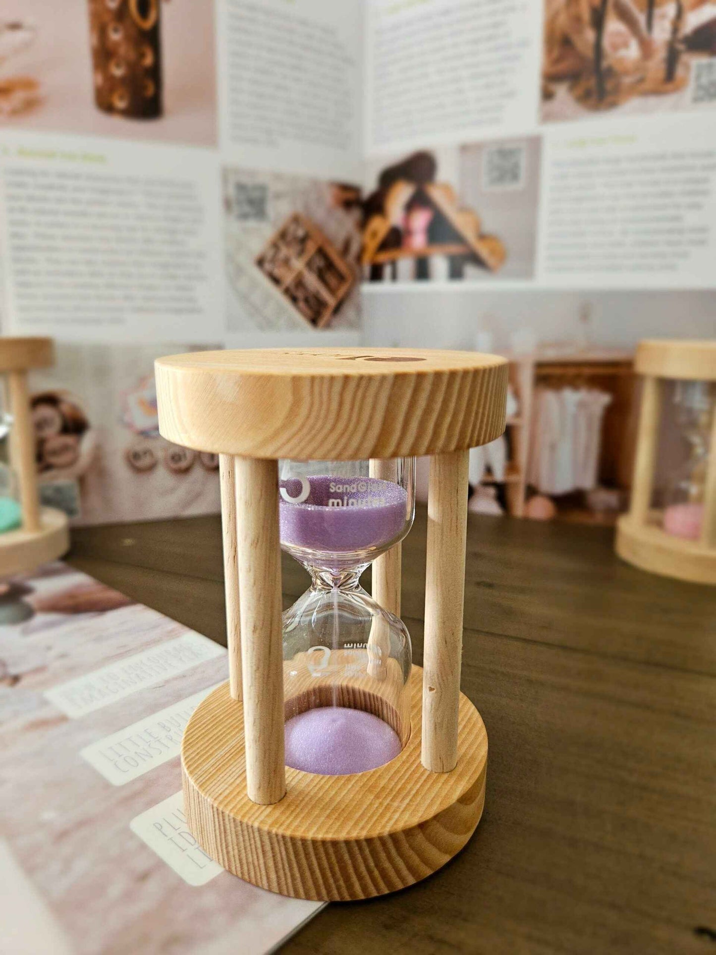 Qtoys Wooden Sand Timers Extra Large 1, 2, 3, and 5 Minutes Set of 4 Early Maths 3yrs+