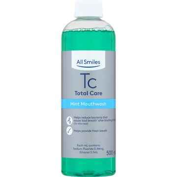 All Smiles Total Care Mint Mouthwash 500mL