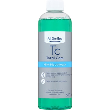 All Smiles Total Care Mint Mouthwash 500mL