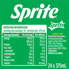 Sprite Lemonade Soft Drink Cans 375ml x24 Pack