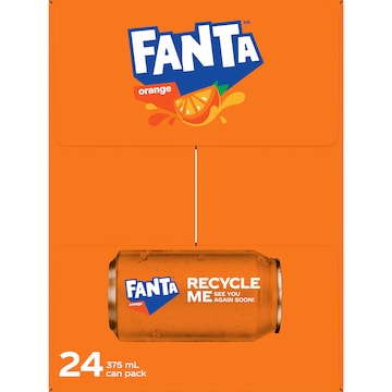 Fanta Orange Soft Drink Cans 375mL x 24 pack