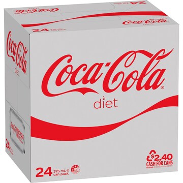 Coca-Cola Diet Soft Drink Multipack Cans 375mL x 24 pack