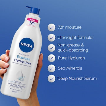 Nivea Express Hydration Body Lotion Fast Absorbing 72hr Moisture 400mL