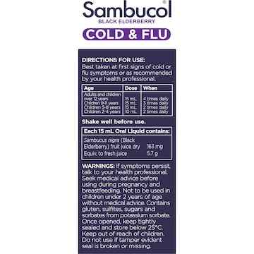 Sambucol Cough Syrups Cold & Flu Liquid 120mL