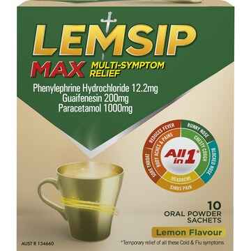 Lemsip Max Cold & Flu Multi Relief Hot Drink Lemon 10 pack