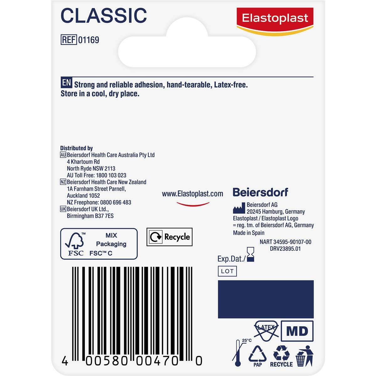 Elastoplast Hand Tearable Classic Fixation Tape For Dressings & Wounds 5m Each