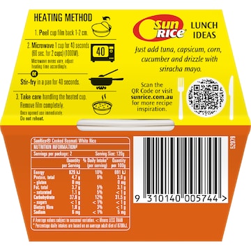 Sunrice Microwave Basmati Rice Cup 120g x 2 pack