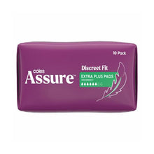 COLES ASSURE PADS EXTRA PLUS 10 PACK