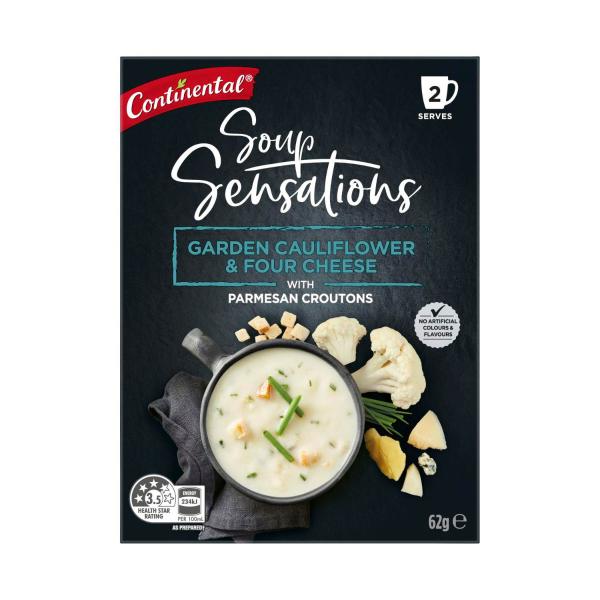 CONTINENTAL SENSATIONS SOUP GARDEN CAULIFLOWER & 4 CHEESE 2S 62G
